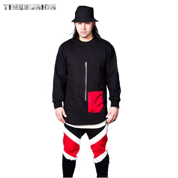 

2020 мужская assassin pocket color sweatshirt мужская хип-хоп уличная одежда с длинным рукавом o-образным вырезом толстовки мужчины женщины, Black
