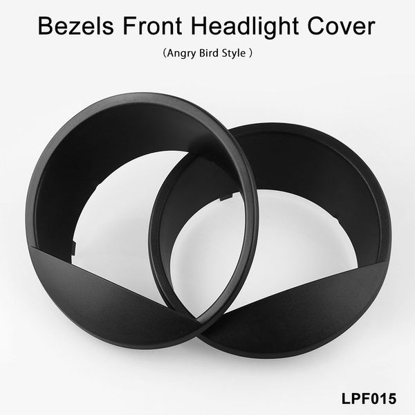 

2 pcs black bezels front light headlight style trim cover for wrangler jk jku rubicon sahara 2007-2018 lpf015