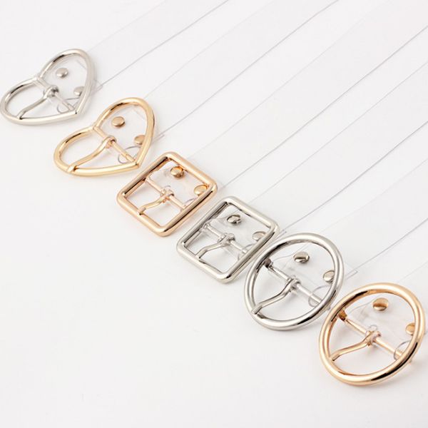 

fashion transparent women belt clear round square heart pin buckle wide waist bands ladies waistband invisible punk waist belt, Black;brown