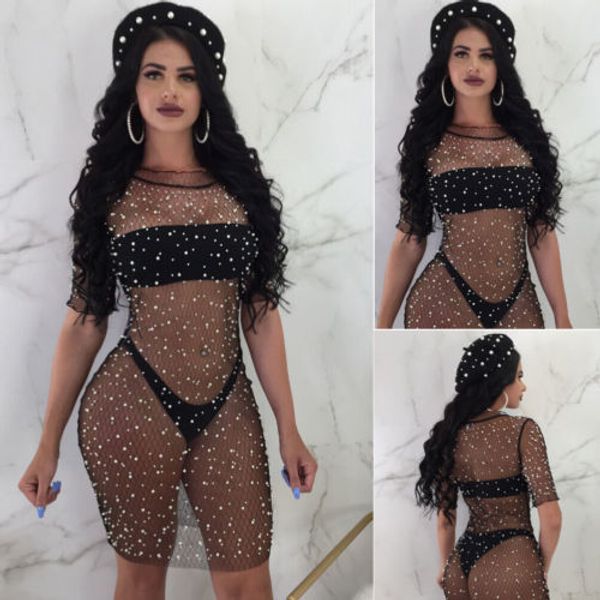 

swim swimsuits for women woman clothes women summer beach dress lace crochet bikini cover up ear bathing suit drop shipping, White;black
