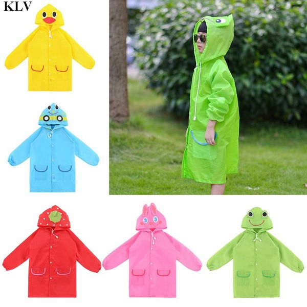 

klv cute animal shape children raincoat cartoon student poncho rainwear waterproof rain gear kids gifts, Blue;gray