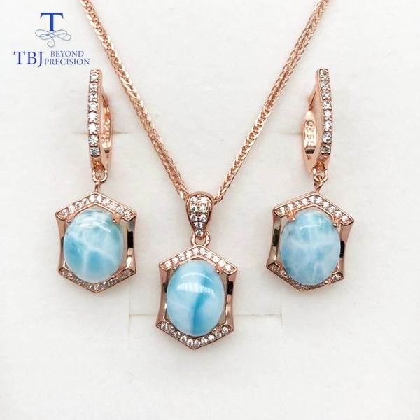 

natural gemstone oval 8*10mm larimar jewelry set 925 sterling silver earrings and pendant fine jewelry for lady anniversary gift, Black