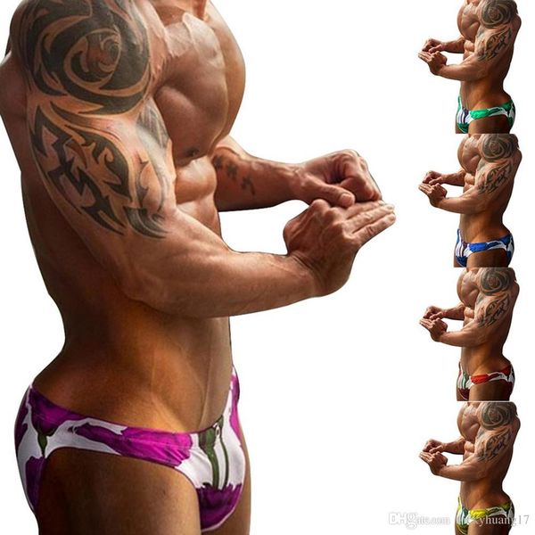 

men swimming shorts briefs printed men beach shorts trunks low waist boardshorts 2019 new holiday underpants, White;black
