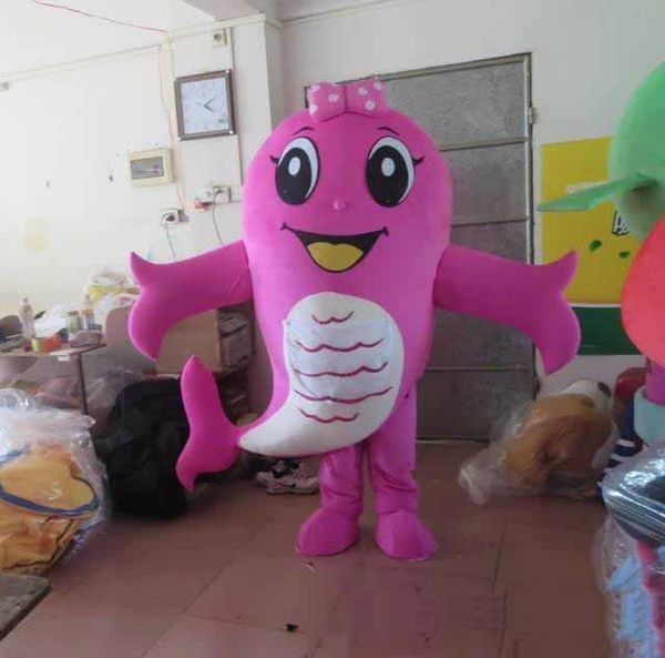 

2019 pink fish mascot costume fancy dress epe, Red;yellow