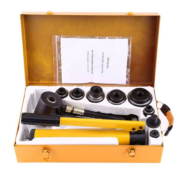 

manual hydraulic round hole punch kit metalworking hand tool with 6 dies