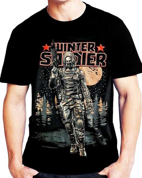 

men t shirt custom civil war the winter soldier bucky barnes punk funny t-shirt novelty tshirt women, White;black