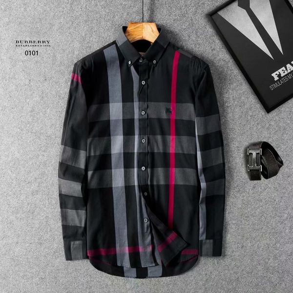 

Whole ale 2019 new pring men hirt lattice de ign korean tyle ca ual men plaid hirt man long leeve dre men hirt ize l u, White;black