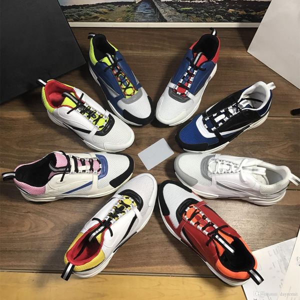 

2020 b22 sneaker calfskin mens designer shoes vintage sneakers canvas and calfskin trainers retro luxury low women casual shoes, Black