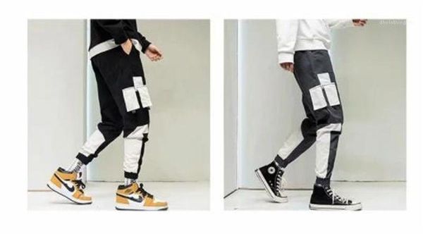 

pants fashion style patchwork mens loose pants color matching casual males harem pants mens designer cargo, Black