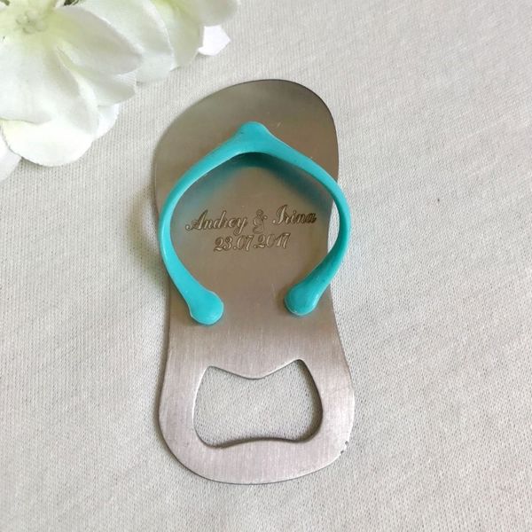 

10pcs personalized sandal slipper beer bottle opener wedding favors custom bride & groom name gifts