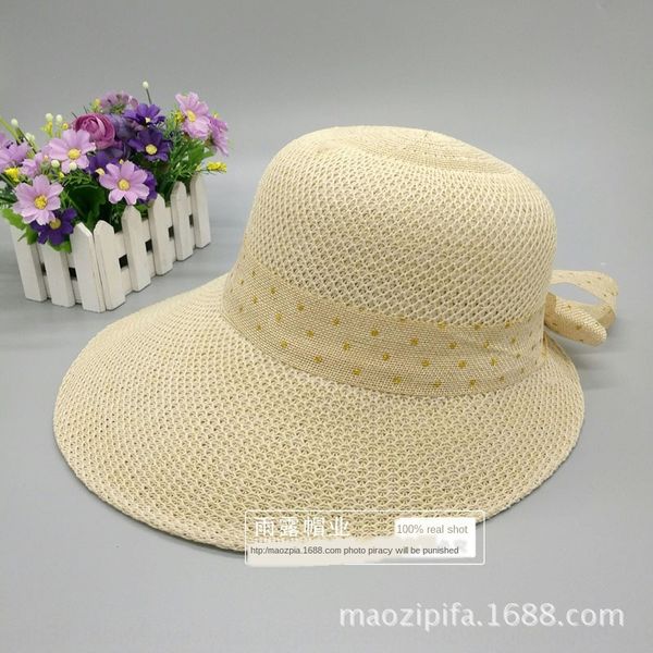 

summer women's outdoor sunshade beach holiday woven large edge foldable large brim straw cornice hat straw hat hat, Blue;gray