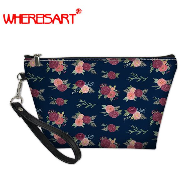 

whereisart cosmetic bag travel bag happy floral pouch cosmetics sac cosmetique female cosmetics