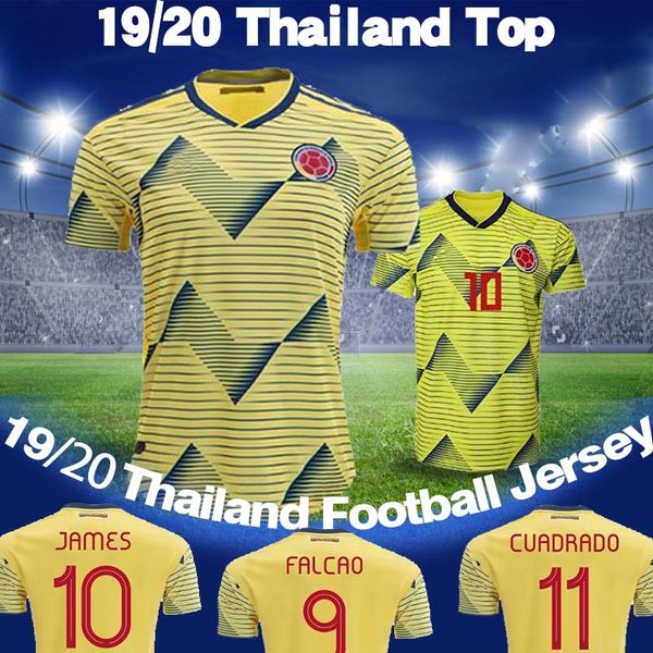 

19 20 colombia james falcao valderrama soccer jersey home away 2019 2020 man woman kids kit football sports short shirt, Black;yellow