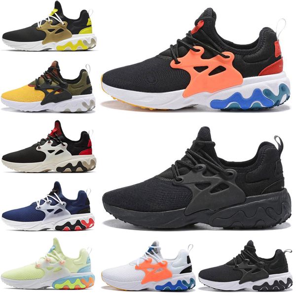 

react presto 2019 designer men women running shoes triple black rabid panda yellow psychedelic lava mens trainer breathable sports sneakers