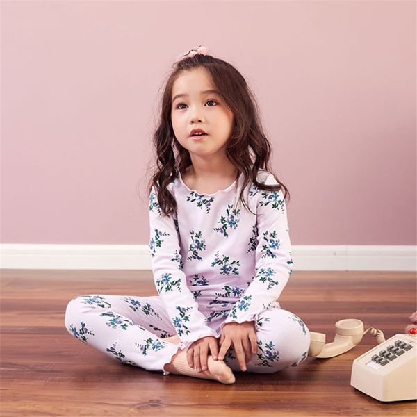

baby girls sleepwears suit lovely pajamas children pyjamas girls flowers printing pijamas kids clothing set, Blue;red
