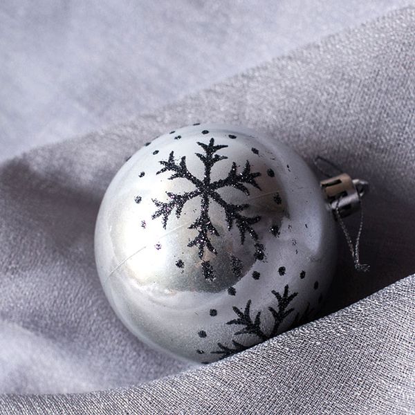 

6 pcs snowflake painted balls christmas tree ornaments gift plastic ball hanging holiday party decor js23