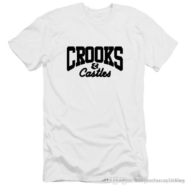 

men designer t shirt summer letters printed short sleeved crooks and castles fashion o-neck tees, White;black