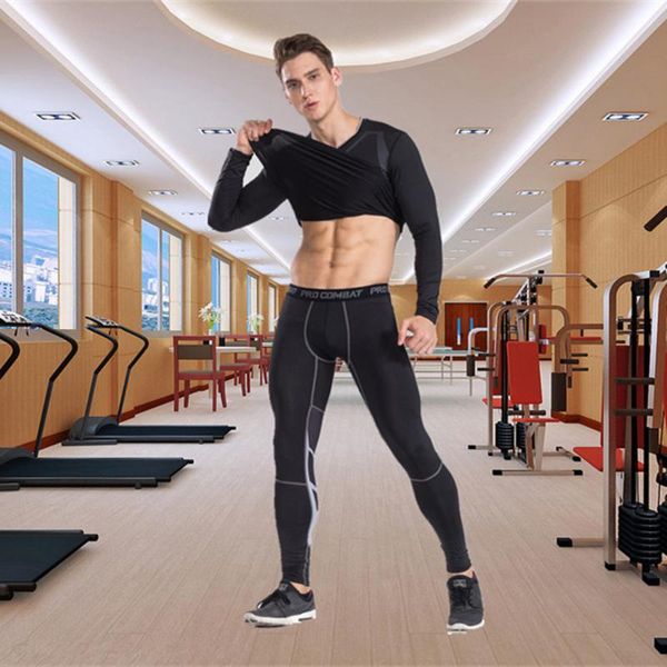 

gym clothing casual men's sports tights basketball running fitness stretch compression quick-drying training trousers for boys fashion, White;black