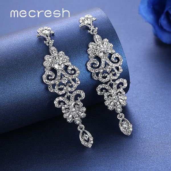 

mecresh silver color crystal wedding clip on earrings women accessories bridal branch vine clip earrings without piercing meh948