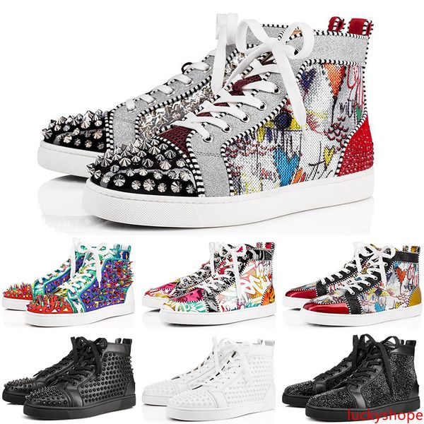 

fashion designer luxury s shoes men women studded spikes platform sneakers vintage genuine leather casual rivet sneaker size 36-45
