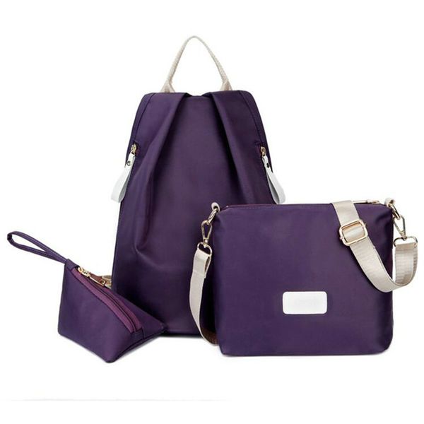 

acelure мода женщины рюкзак 3 шт сплошной цвет искусственная кожа рюкзак + кошелек школьные сумки для девочек-подростков дорожная сумка дамы