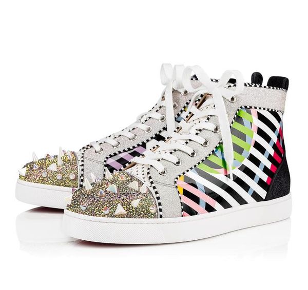 

идеальная партия вечернее платье - 19s louxoor flat шипы мужские дизайнерские red bottom кроссовки обувь спорт лакированные loubitag полубот, Black