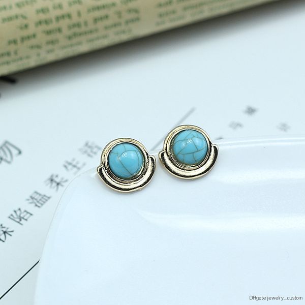 

Alloy Eyes Round Stone Stud Earrings Piercing Earrings For Women Elegant Tiny Earrings Jewelry Fashion Gift Girls E0245