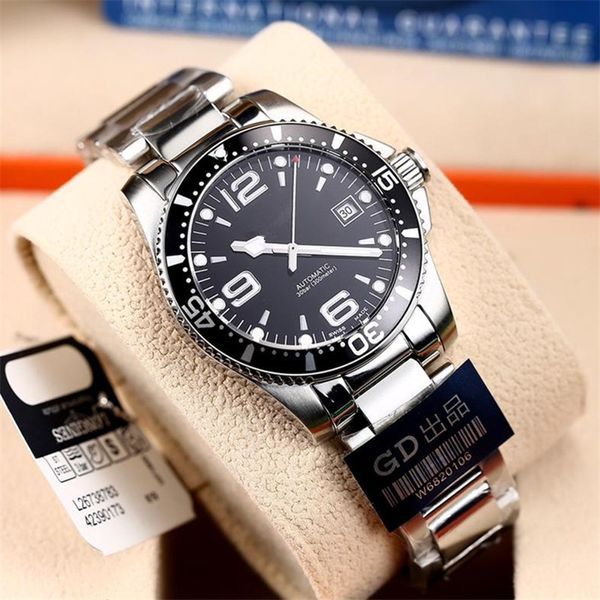 

official model hydroconquest luxury men watch japanese miyota 8215 mechanical watches mens watches original buckle waterproof wristwatch, Slivery;brown
