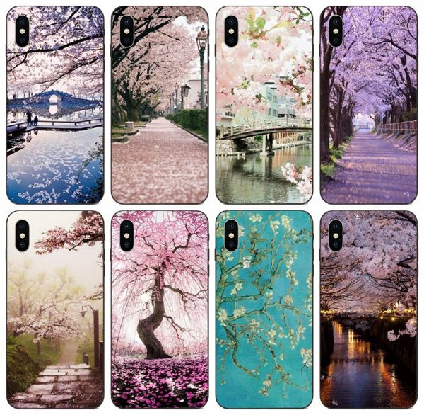 

tongtrade] comics manga caricature pink cherry blossom japan sakura case for iphone 11 pro max x xs 6s 5s 5c 5 plus galaxy a40s a50s case
