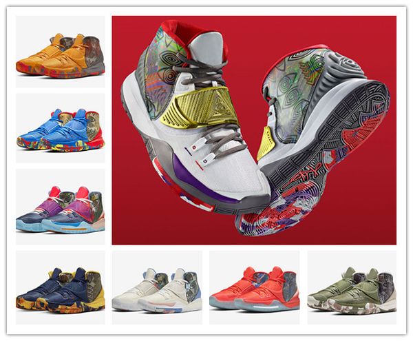 

new kyrie 6 pre-heat heal the world berlin men basketball shoes kyrie 6 nyc miami houston la man sports shoes withÂ box cq7634-303-409-401