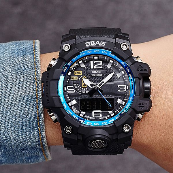 

new brand men sports watches s waterproof led digital watch date japan movement big watch relogio masculino, Slivery;brown