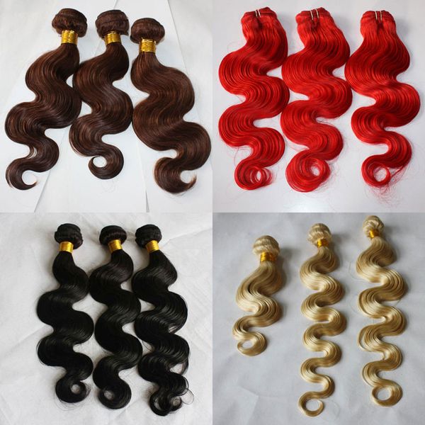 

100г / шт 3шт / серия body wave blonde red 33 natural black 100 человеческих волос плетение плетение уток
