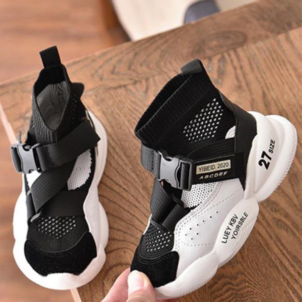 

kids shoes boy shoes girls sneakers children breathable slip on non-slip for boys sock, Black;red