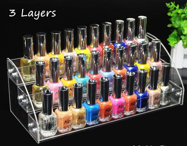 

bathroom storage & organization 3 layers nail polish rack makeup shelf cosmetic organizer lipstick holder desktools container jewelry st