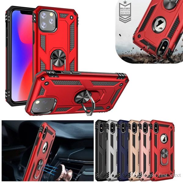 Metal Ring Holder Hybrid Shockproof Cases For Iphone 12 Mini 11 13 14 Pro Max XS MAX XR 7 8 Plus Samsung S10 S20 S21 S22 S23 A14 A54 A33 A53 5G Note 20 Ultra Kickstand Cover