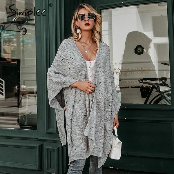 

simplee hollow out knitted women sweater cardigan half sleeve casual outwear female jumper cardigan autumn winter lady, Black