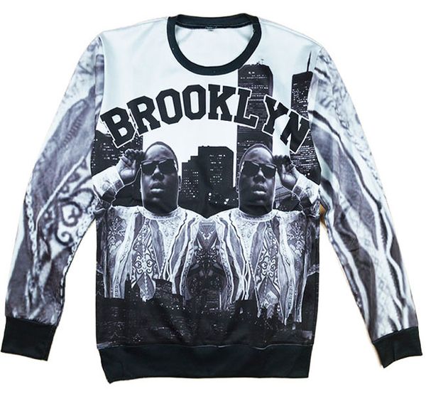 

brooklyn alisister новых модных женщин / мужчин 3d характер толстовки biggie смолс bk brooklyn распечатанный пуловеры толстовки harajuku сти, Black