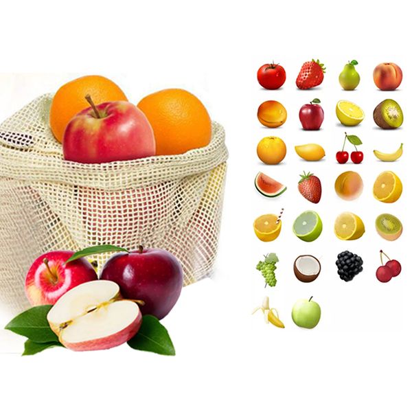 

3pcs/set eco-friendly storage bag reusable produce bags mesh fruit vegetable storage bags home kitchen organizer j15