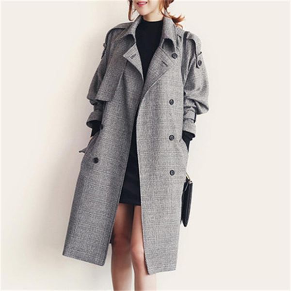 

2018 autumn new high fashion brand woman classic double breasted trench coat waterproof raincoat business outerwear, Tan;black
