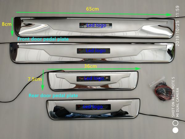 porta 4pcs LED de alta qualidade soleiras placa chinelo, placa protetora pedal com logotipo para Honda Accord 2003-2007 (7ª geração) não para o modelo europeu