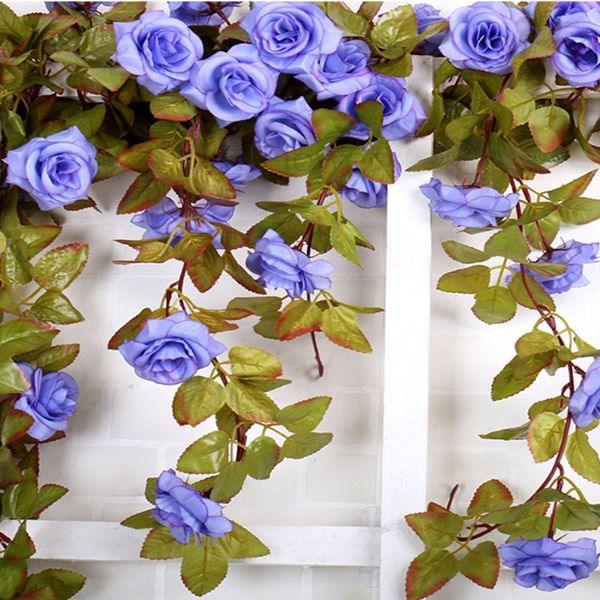 

227cm silk rose peony flowers decoration artificial flower vine hanging floral rattan for wedding home garden decoration