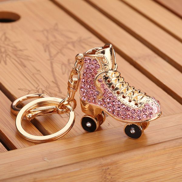 

keyring bag charm pendant keys holder roller skates shoe crystal keychain jewelry key chain women girl gifts fo sale, Silver