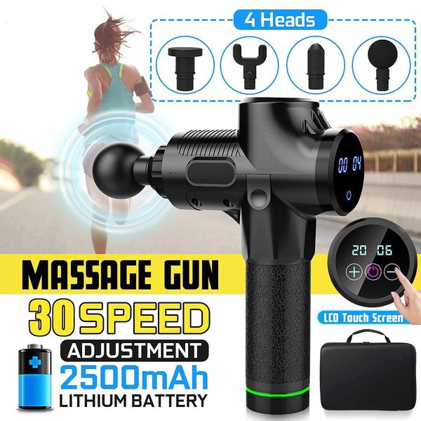 

4000r/min muscle massager electric therapy body led muscle massage guns 30 files body relaxing relief massage machine 4 heads cy200516