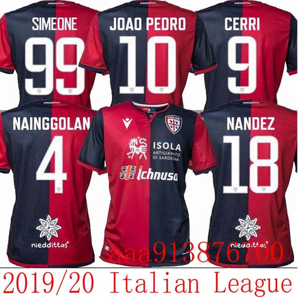 

19 20 cagliari calcio occer jer ey home away joao pedro imeone 99 nainggolan 4 nandez 18 2019 jer ey pavoletti 30 football hirt, Black;yellow