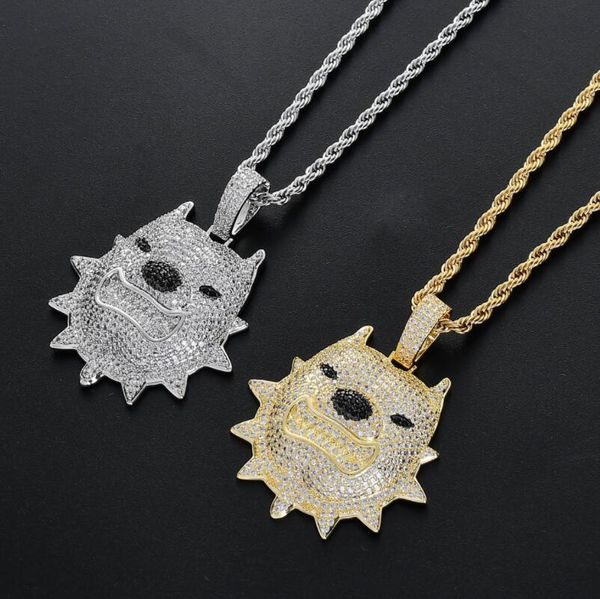 

hip hop bully dog pendant diamonds pendant necklaces for men women religion christianity luxury necklace ing, Silver