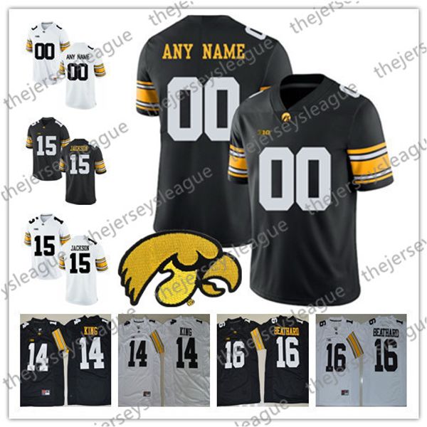 

Iowa Hawkeyes Custom Any Name Any Number White Black Personalized Stitched #4 Nate Stanley 14 Desmond King NCAA College Football Jerseys