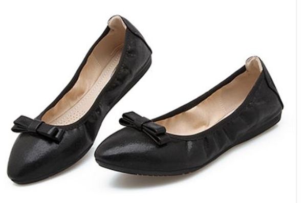 

2019 women's shoes in spring and autumn with new style flat bottom pointed end bowknot @2123, Black