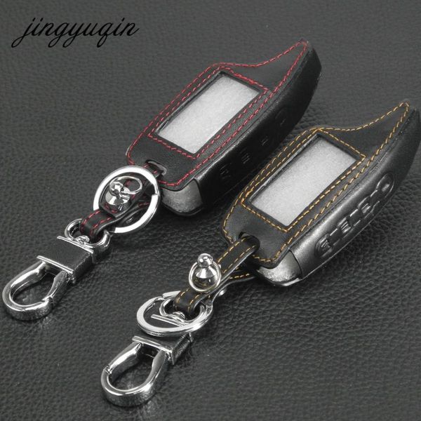 

jingyuqin leather alarm remote keychain case for scher khan for scher-khan magicar 5 6 m5 m6 cover holder