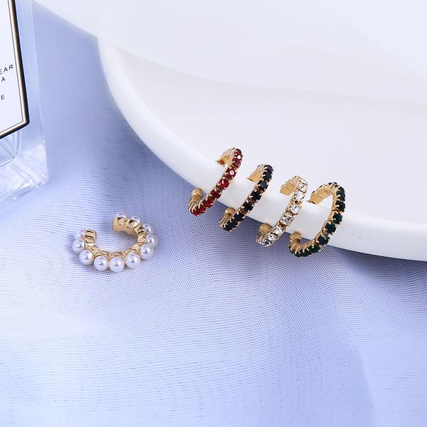 

kissme clip on earrings 5 pcs / set crystal acrylic pearl ear cuff 2020 korean cuff earrings fashion jewelry