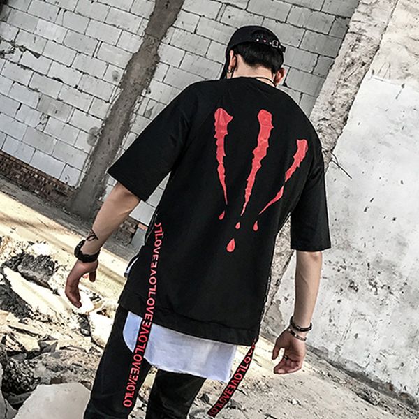 

summer ribbon short sleeved hip hop t-shirt t-shirt fashion black t shirt, White;black